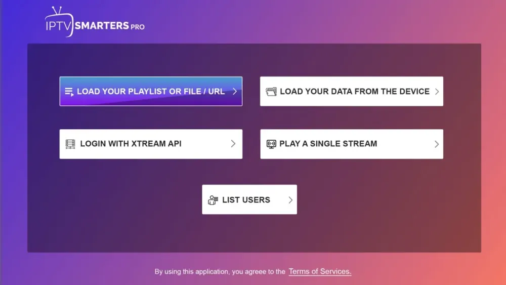 Example IPTV player account login